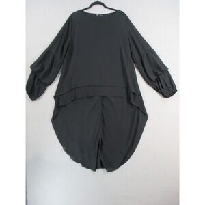 Prettygarden Womens‎ XL Black High Low Tiered Ruffle Sleeve Blouse Top